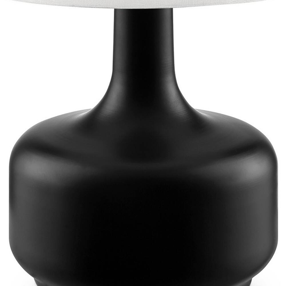 HomeRoots 17" Black Metal Bedside Table Lamp With White Shade 10 Bed Bath & Beyond 36878715